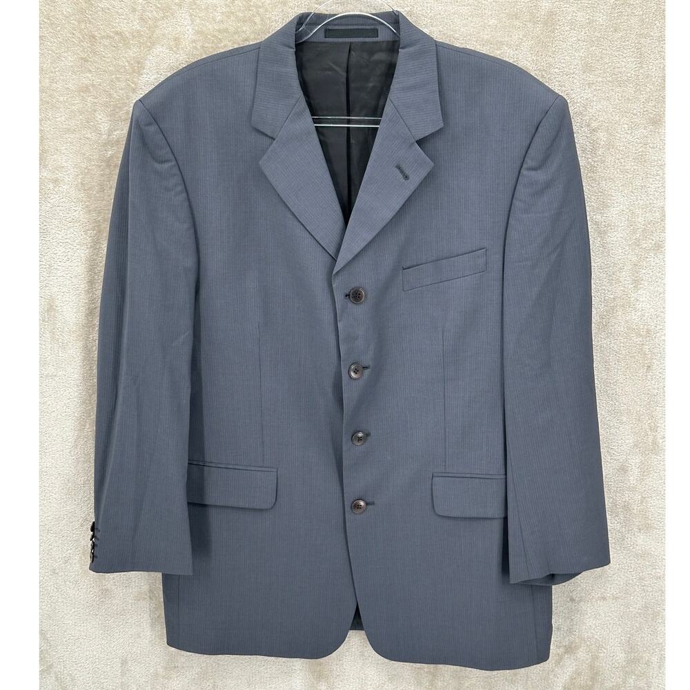 Yves Saint Laurent Suit Jacket Mens US 42 Gray Sport Coat Blazer‎ 100% Wool Work